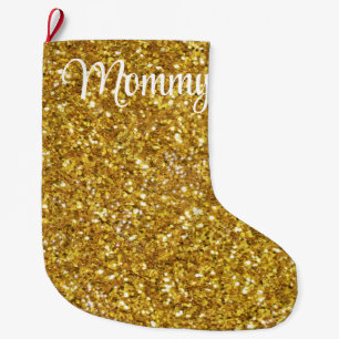 Guld glittrande glittermönster stor julstrumpa