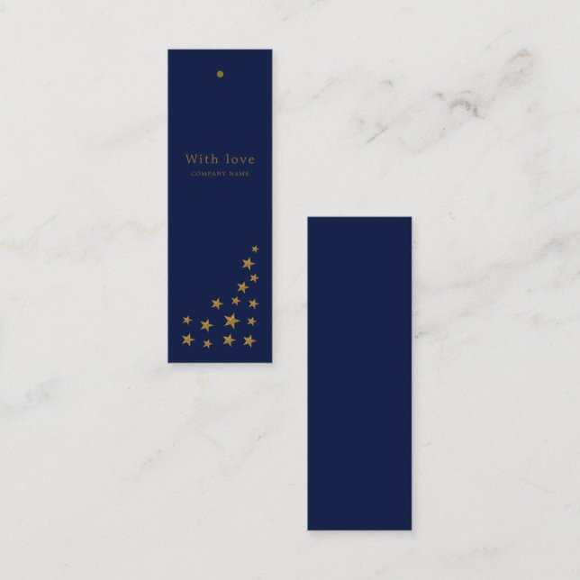 Guld Glittrande Stjärnor, Presentkortsetiketter Mini Visitkort (Fram/baksida)