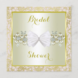 Guld Glittrar, Diamant Ädelstenar & Båge Bröllopsf Inbjudningar