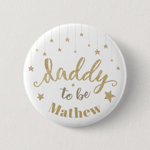 Guld Glittrar Lilla Stjärna Baby Shower Pappa på v Knapp