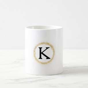 Guld Glittrig Monogram Kaffemugg