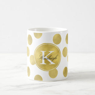 Guld Glitz Dots Monogram Kaffemugg