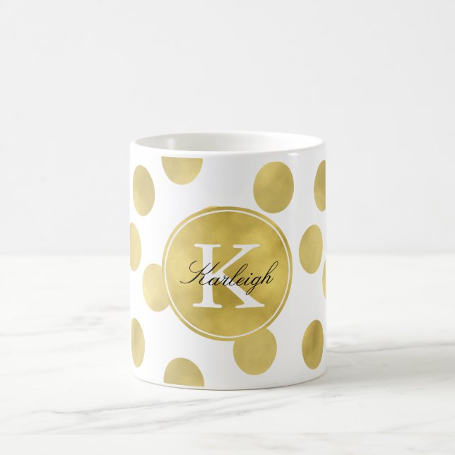 Guld Glitz Dots Monogram Kaffemugg (Center)