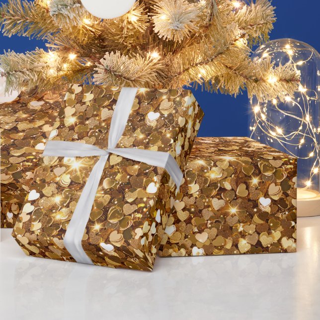 Guld Glitz Glam Gnistra Hearts Presentpapper (Helgdagar)