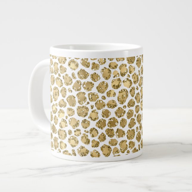 Guld Glitz Glitter Leopard     Jumbo Mugg (Framsida vänster)