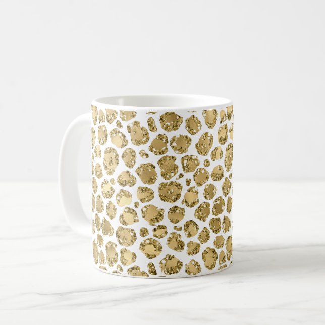Guld Glitz Glitter Leopard      Kaffemugg (Framsida vänster)