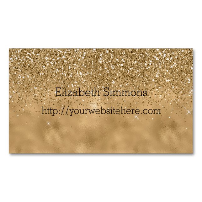 Guld Glitz Glitter Magnetiska Visitkort (Framsida)