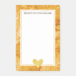 Guld Glitz Heart Post-it Block