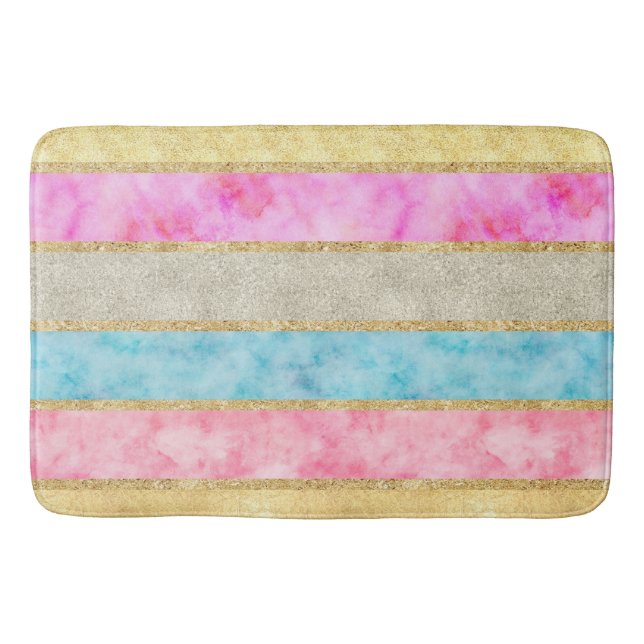 Guld- Glitzvattenfärgrandar Badrumsmatta (Framsidan)