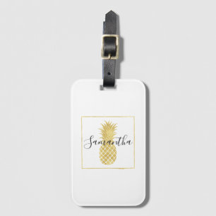 Guld- Glitzy ananas Bagagebricka