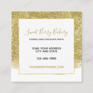 Guld- Glitzy Fauxglitter Fyrkantigt Visitkort