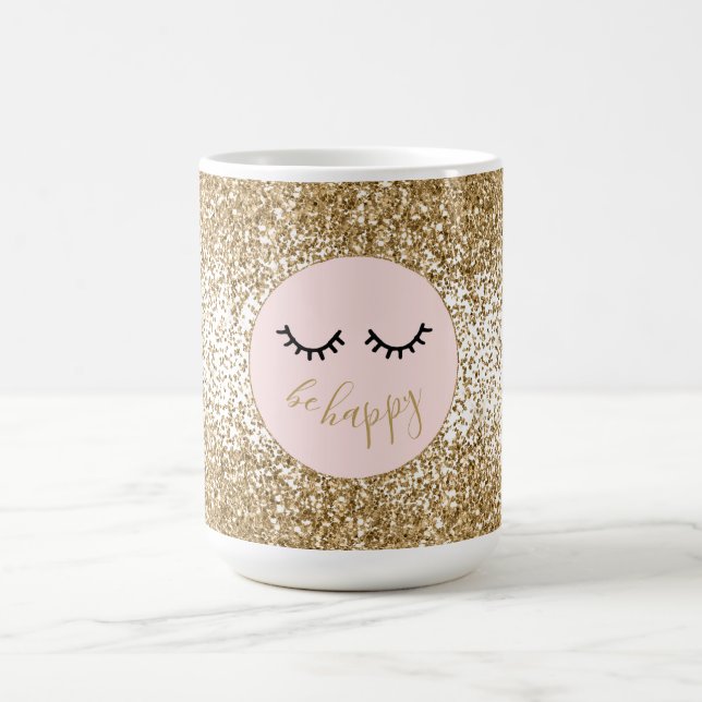 Guld Glitzy Glam Gnistra Glitter Eyelash Kaffemugg (Center)