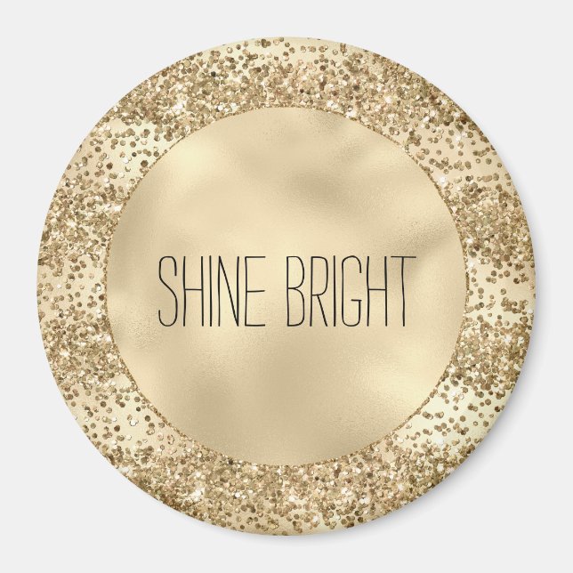 Guld Glitzy Glitter Gnistra Confetti Shine Magnet (Framsidan)