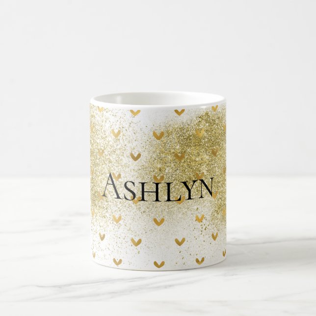 Guld Glitzy Glitter Hearts Kaffemugg (Center)