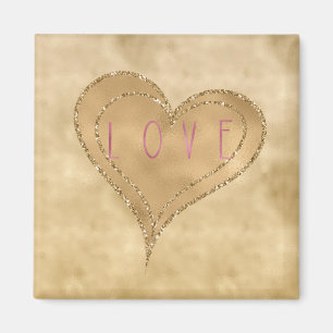 Guld Glitzy Glitter Kärlek Heart Magnet