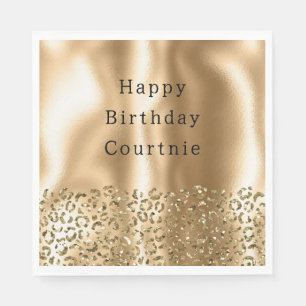 Guld Glitzy Leopard Animal Glam Pappersservett