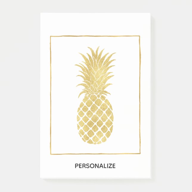 Guld Glitzy Pineapples Post-it Block (Framsida)