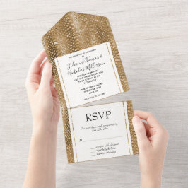 Guld Glitzy Snake Skin Animal Glam
