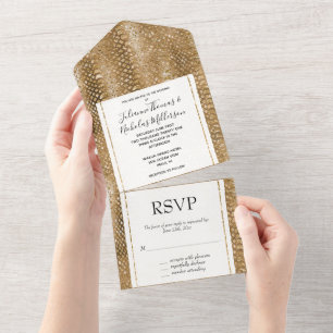 Guld Glitzy Snake Skin Animal Glam