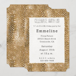 Guld Glitzy Snake Skin Animal Glam Inbjudningar