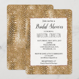 Guld Glitzy Snake Skin Animal Glam Inbjudningar