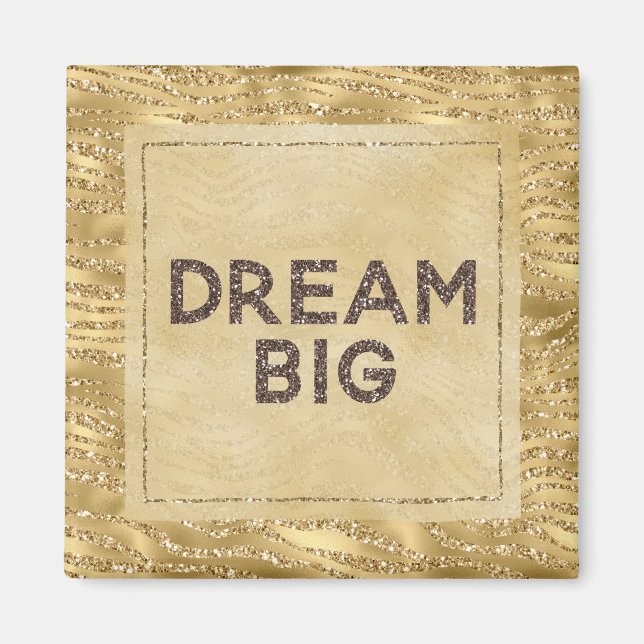 Guld Glitzy Zebra tryck Glitter Dream Magnet (Framsidan)