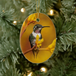 Guld- glöd julgransprydnad keramik