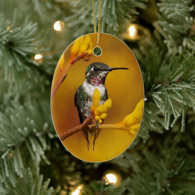 Guld- glöd julgransprydnad keramik (Träd)