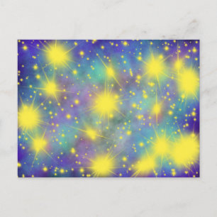 Guld Glory Stars Aqua Blue Modern Christian Art Vykort