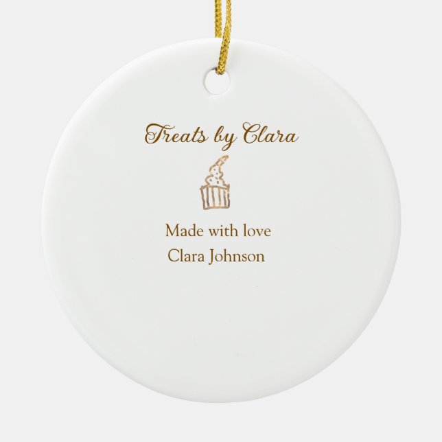 Guld gnistra behandlar bakverk som tillverkats med julgransprydnad keramik (Framsidan)