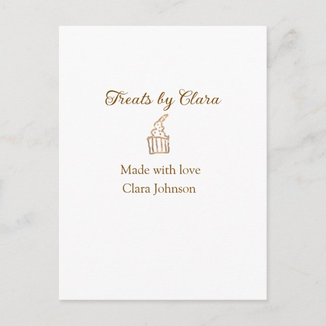 Guld gnistra behandlar bakverk som tillverkats med vykort (Framsida)