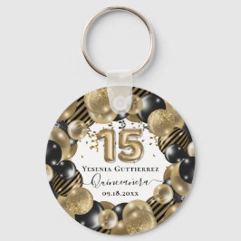 Guld Gnistra Black Quinceanera Balloon Nyckelring