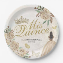 Guld Gnistra Blommigt Princess Quinceañera Birthda
