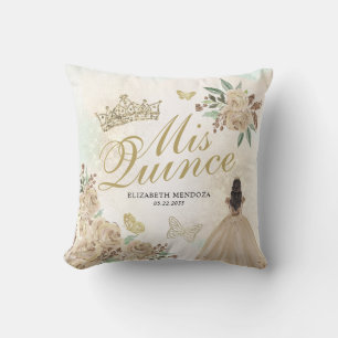 Guld Gnistra Blommigt Princess Quinceañera Birthda Kudde