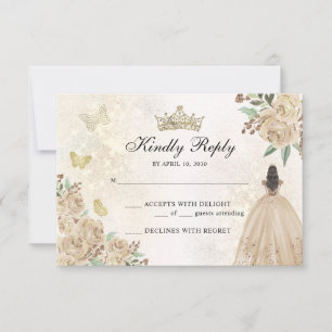 Guld Gnistra Blommigt Princess Quinceañera Birthda OSA Kort