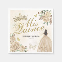 Guld Gnistra Blommigt Princess Quinceañera Birthda
