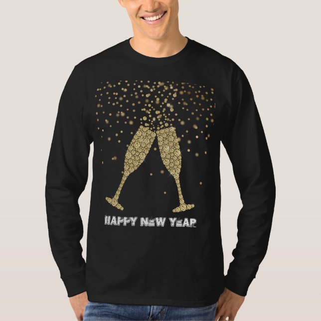 Guld Gnistra Champagne - nytt år T Shirt (Framsida)