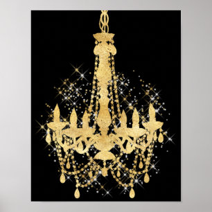 Guld Gnistra Chandelier Poster
