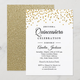 Guld Gnistra Confetti Quinceanera-inbjudan Inbjudningar