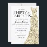 Guld Gnistra Dress 30 & Fabulous 30års födelsedag Inbjudningar<br><div class="desc">Guld Gnistra Dress 30 & Fabulous 30års födelsedag-inbjudningsvariationer till inbjudan och matchande artiklar i vår butik</div>