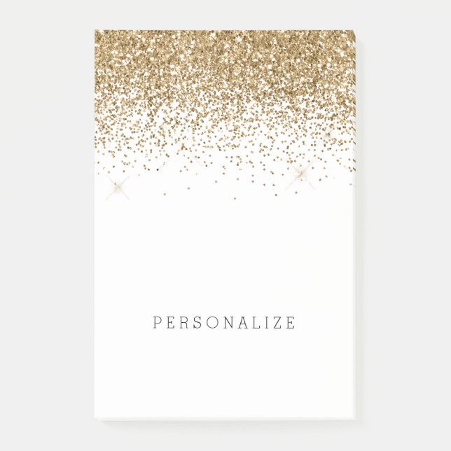 Guld Gnistra Faux Glitter Post-it Block (Framsida)