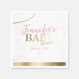 Guld Gnistra Girl Baby Shower Napkins Pappersservett