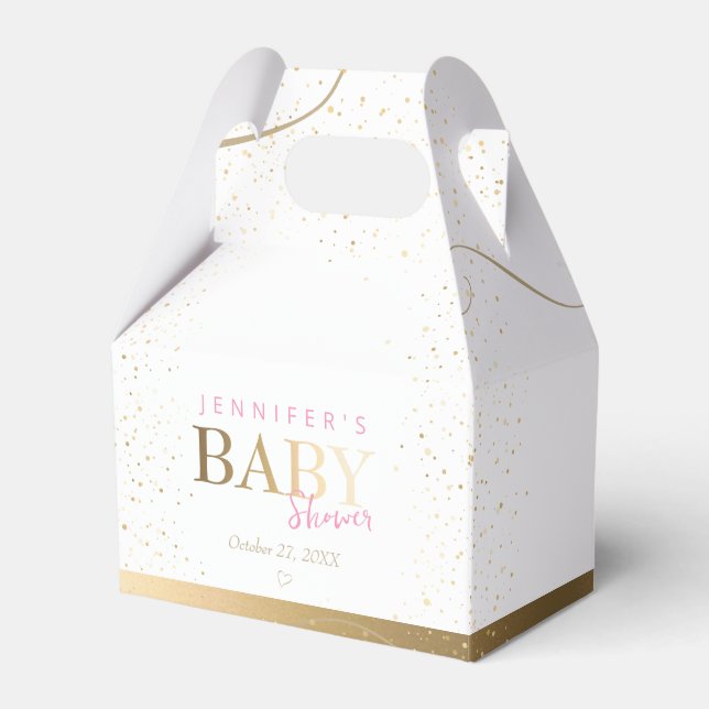 Guld Gnistra Girl Baby Shower Presentaskar (Framsidan Sidan)