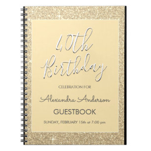 Guld Gnistra Glitter 40:e födelsedagsboken Anteckningsbok