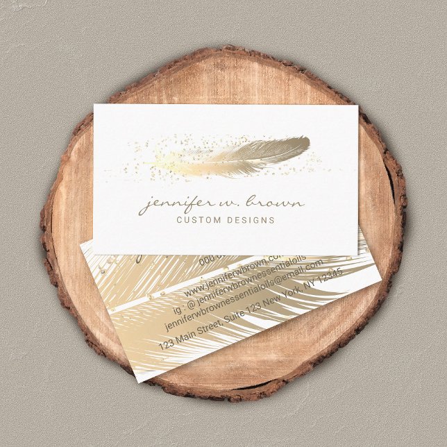 Guld Gnistra Glitter Feather Design for Events och Visitkort (Skapare uppladdad)