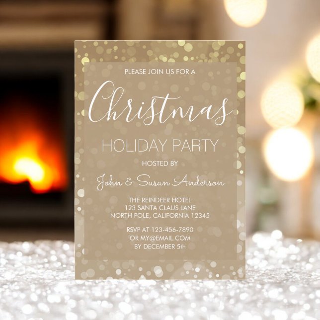 Guld Gnistra Glitter Ljus jul Party Inbjudningar (Skapare uppladdad)