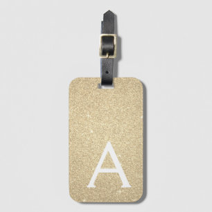 Guld Gnistra Glitter Monogram Namn Bagagebricka