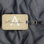 Guld Gnistra Glitter Monogram Namn Bagagebricka<br><div class="desc">Luxury Guld Gnistra Glitter Monogram Namn och Initial Luggage Tag. Den här väskan är märkre för Back to school,  Arbete eller Resning. Guld Luggage Tag gör också en underbar partiförmån för bröllop,  födelsedagar,  möhippor,  honungsmooner eller ett bachelorettparti. Kontakta designern om du vill ha anpassade matchande objekt.</div>