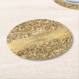 Guld Gnistra Glitter Underlägg Papper Rund