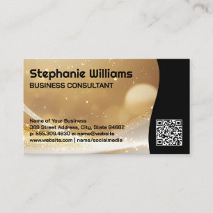 Guld Gnistra Glittery Boke QR-kod Visitkort
